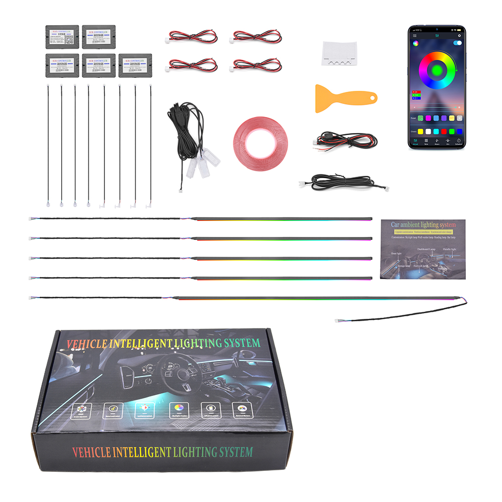 Rgb Light Strip - Meistverkauftes Auto-Ambientelicht-Set 18 in 1 Innenraum-LED-Autobeleuchtung